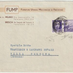 Republikanische Nationalgarde 1944 - War propaganda issue of Brescia 3rd type 50 c. isolated on cover to Villa Carcina, rare, with - Sassone N.22/III